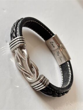Personalized "love my son" infinity Woven Leather Bracelet